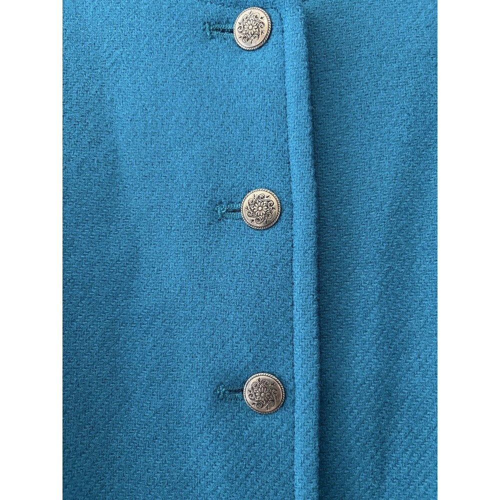 Pendleton Vintage 100% Wool Cropped Jacket Buttons Teal USA Shoulder Pads Medium - Picture 4 of 11